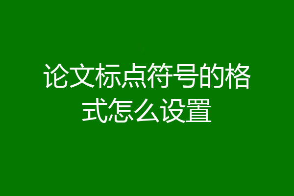 论文标点符号的格式怎么设置