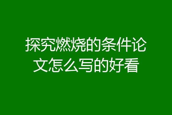 探究燃烧的条件论文怎么写的好看