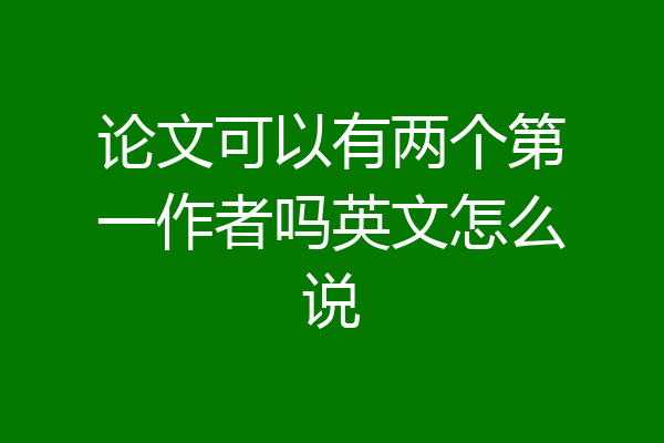 论文可以有两个第一作者吗英文怎么说