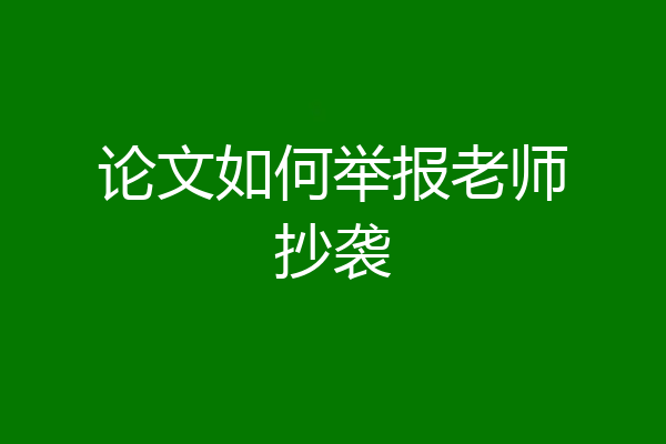 论文如何举报老师抄袭