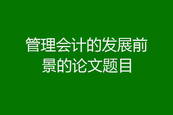 管理会计的发展前景的论文题目