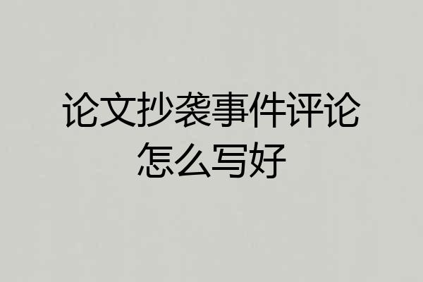 论文抄袭事件评论怎么写好