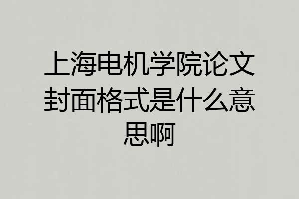 上海电机学院论文封面格式是什么意思啊