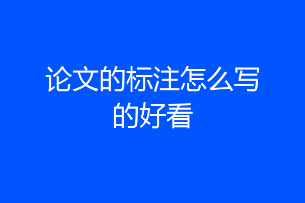论文的标注怎么写的好看