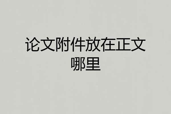 论文附件放在正文哪里