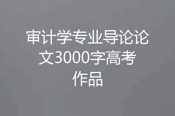 审计学专业导论论文3000字高考作品