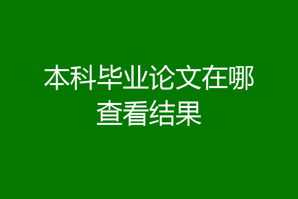 本科毕业论文在哪查看结果