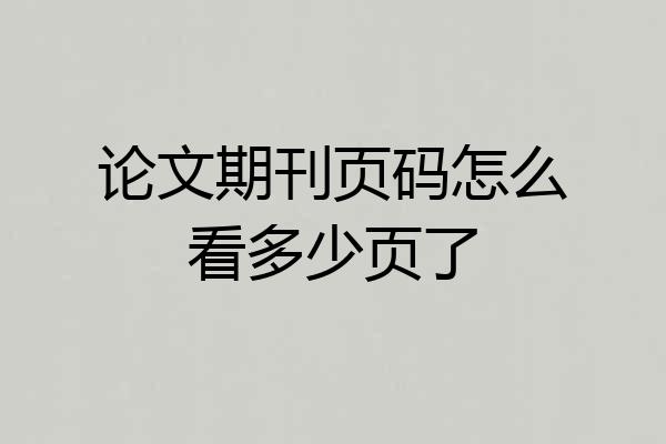 论文期刊页码怎么看多少页了
