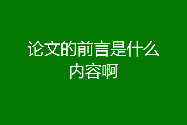 论文的前言是什么内容啊
