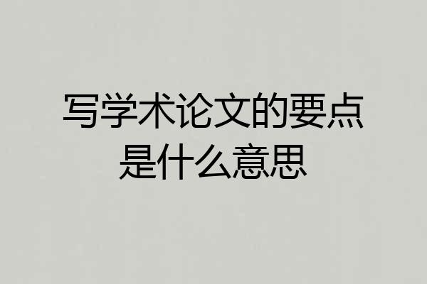 写学术论文的要点是什么意思