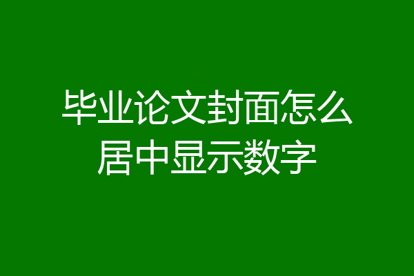 毕业论文封面怎么居中显示数字