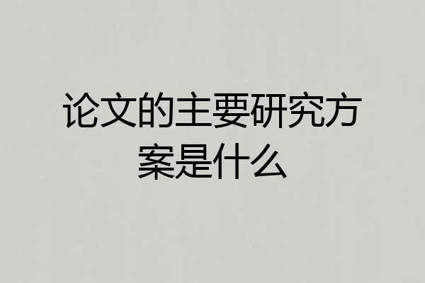 论文的主要研究方案是什么