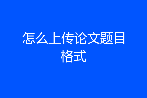 怎么上传论文题目格式