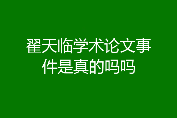 翟天临学术论文事件是真的吗吗