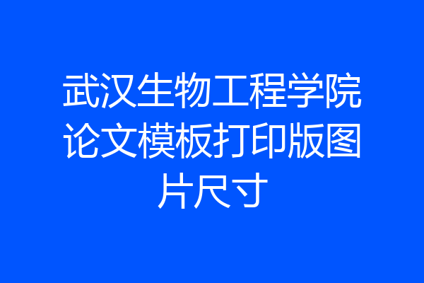 武汉生物工程学院论文模板打印版图片尺寸