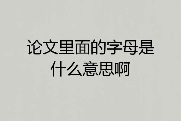 论文里面的字母是什么意思啊