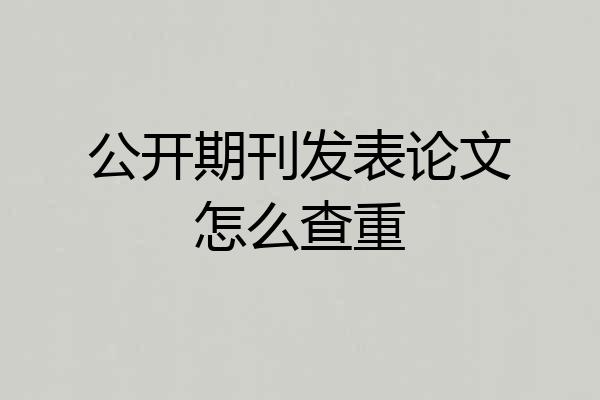 公开期刊发表论文怎么查重