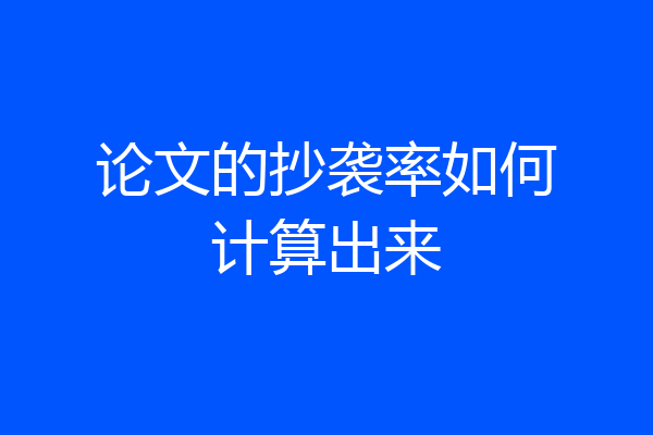 论文的抄袭率如何计算出来