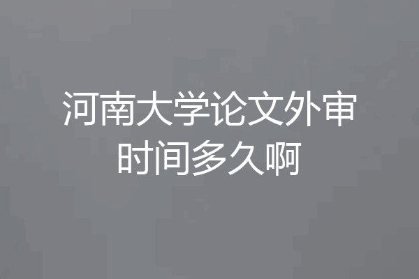 河南大学论文外审时间多久啊
