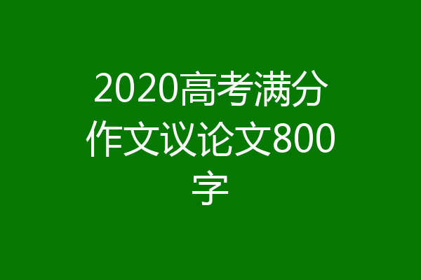 2020高考满分作文议论文800字