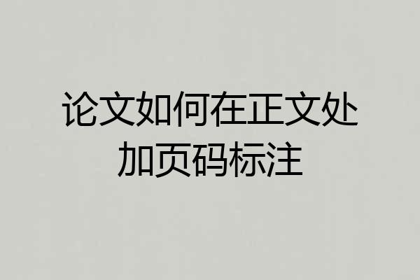 论文如何在正文处加页码标注