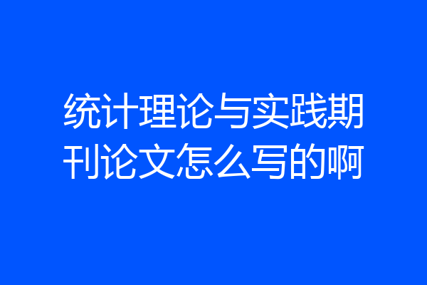统计理论与实践期刊论文怎么写的啊
