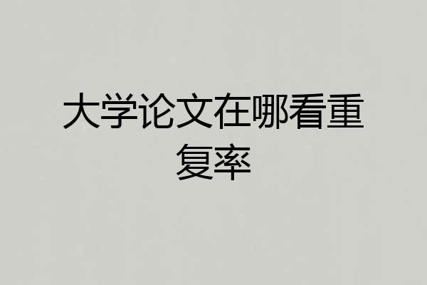 大学论文在哪看重复率