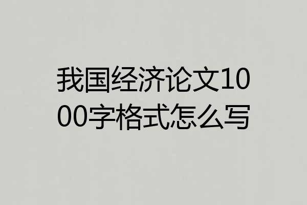 我国经济论文1000字格式怎么写