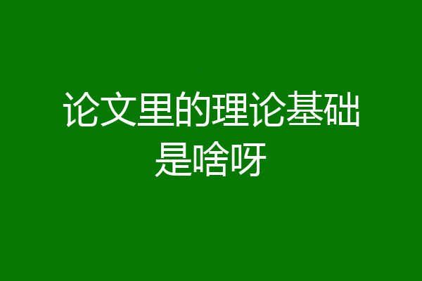 论文里的理论基础是啥呀
