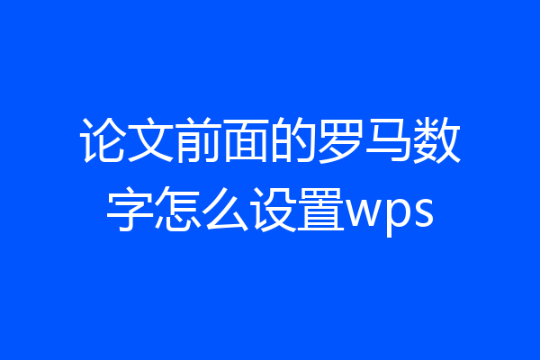 论文前面的罗马数字怎么设置wps