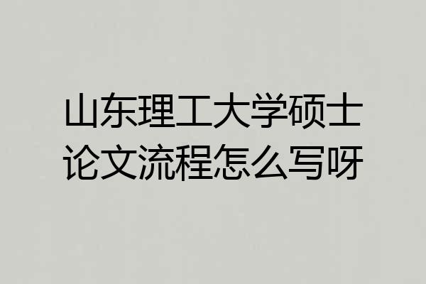 山东理工大学硕士论文流程怎么写呀