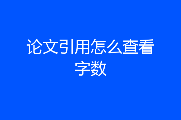 论文引用怎么查看字数