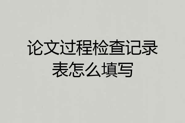 论文过程检查记录表怎么填写