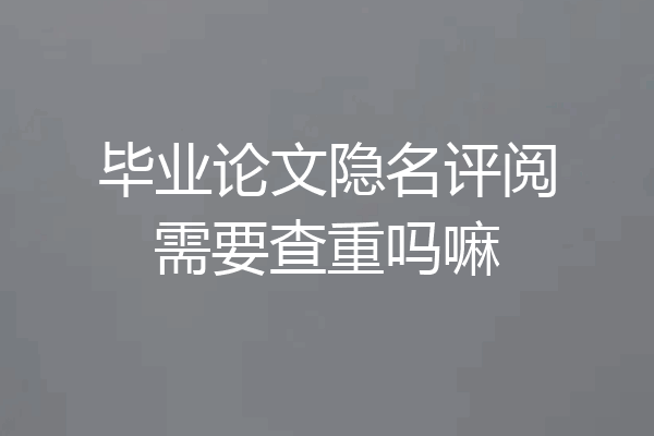 毕业论文隐名评阅需要查重吗嘛