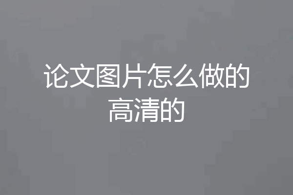 论文图片怎么做的高清的