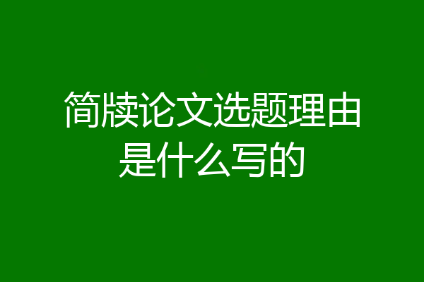 简牍论文选题理由是什么写的