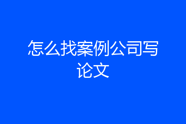 怎么找案例公司写论文