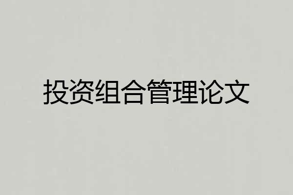 投资组合管理论文