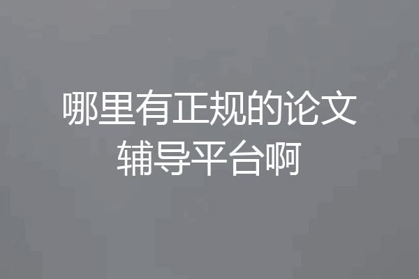 哪里有正规的论文辅导平台啊