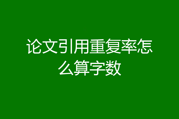 论文引用重复率怎么算字数