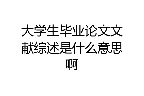 大学生毕业论文文献综述是什么意思啊