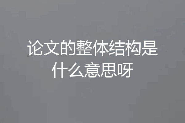 论文的整体结构是什么意思呀