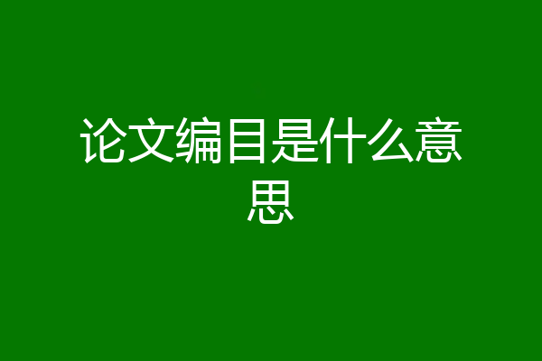 论文编目是什么意思