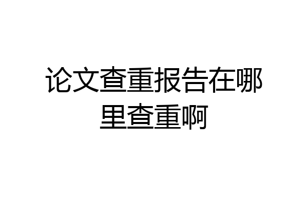 论文查重报告在哪里查重啊