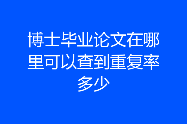博士毕业论文在哪里可以查到重复率多少