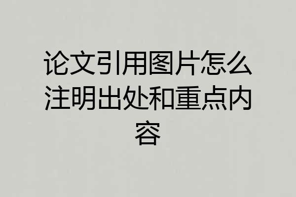 论文引用图片怎么注明出处和重点内容