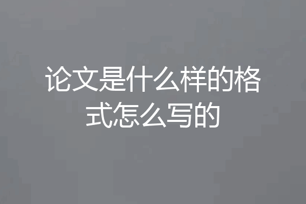 论文是什么样的格式怎么写的