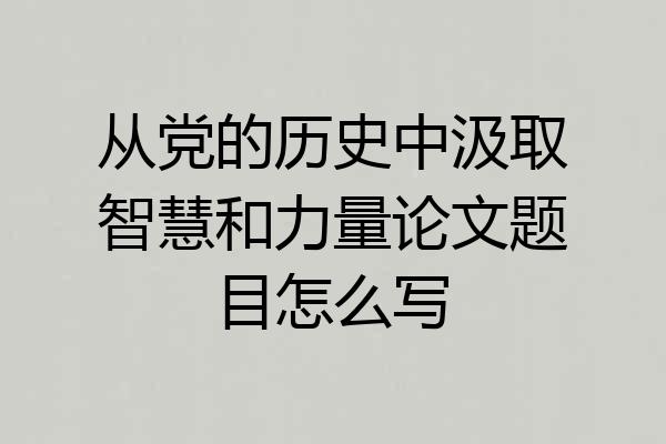 从党的历史中汲取智慧和力量论文题目怎么写