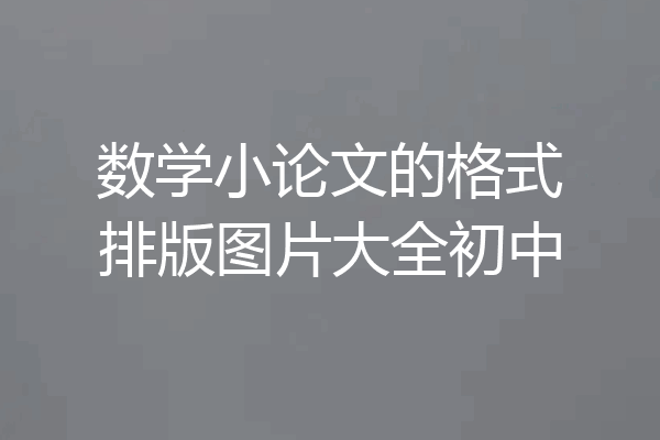 数学小论文的格式排版图片大全初中