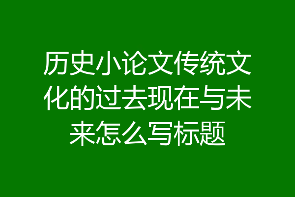 历史小论文传统文化的过去现在与未来怎么写标题